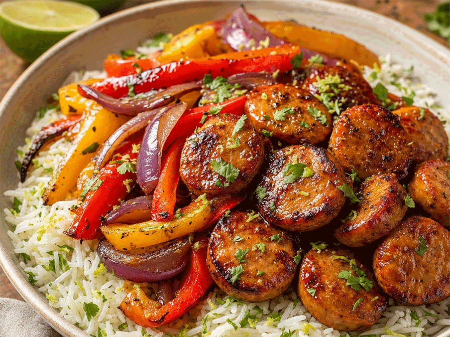 Fiery Citrus-Habanero Sausage Skillet with Zesty Rice
