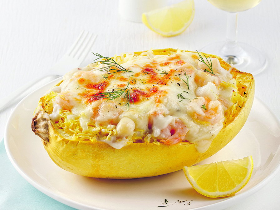 Courge spaghetti style coquille Saint-Jacques