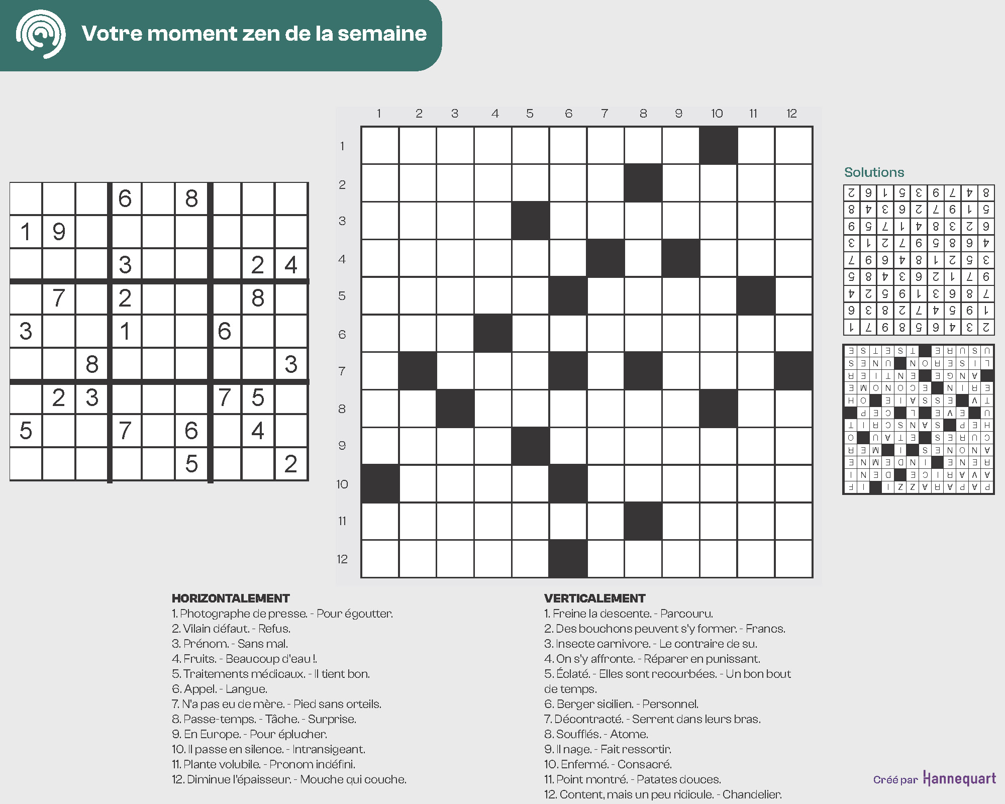 Duo Sudoku et Mots-croisés | 29 septembre 2025