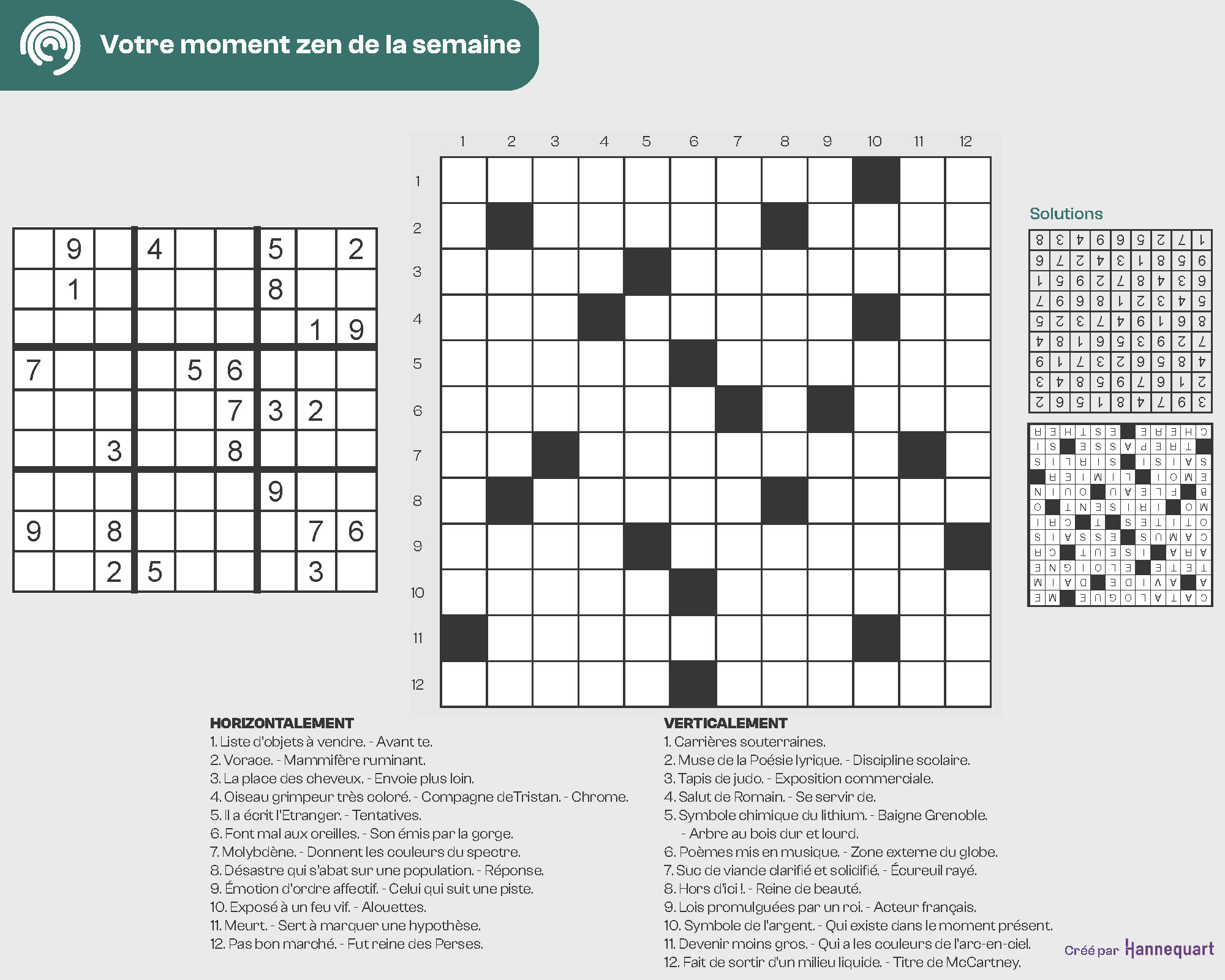 Duo Sudoku et Mots-croisés | 3 novembre 2025