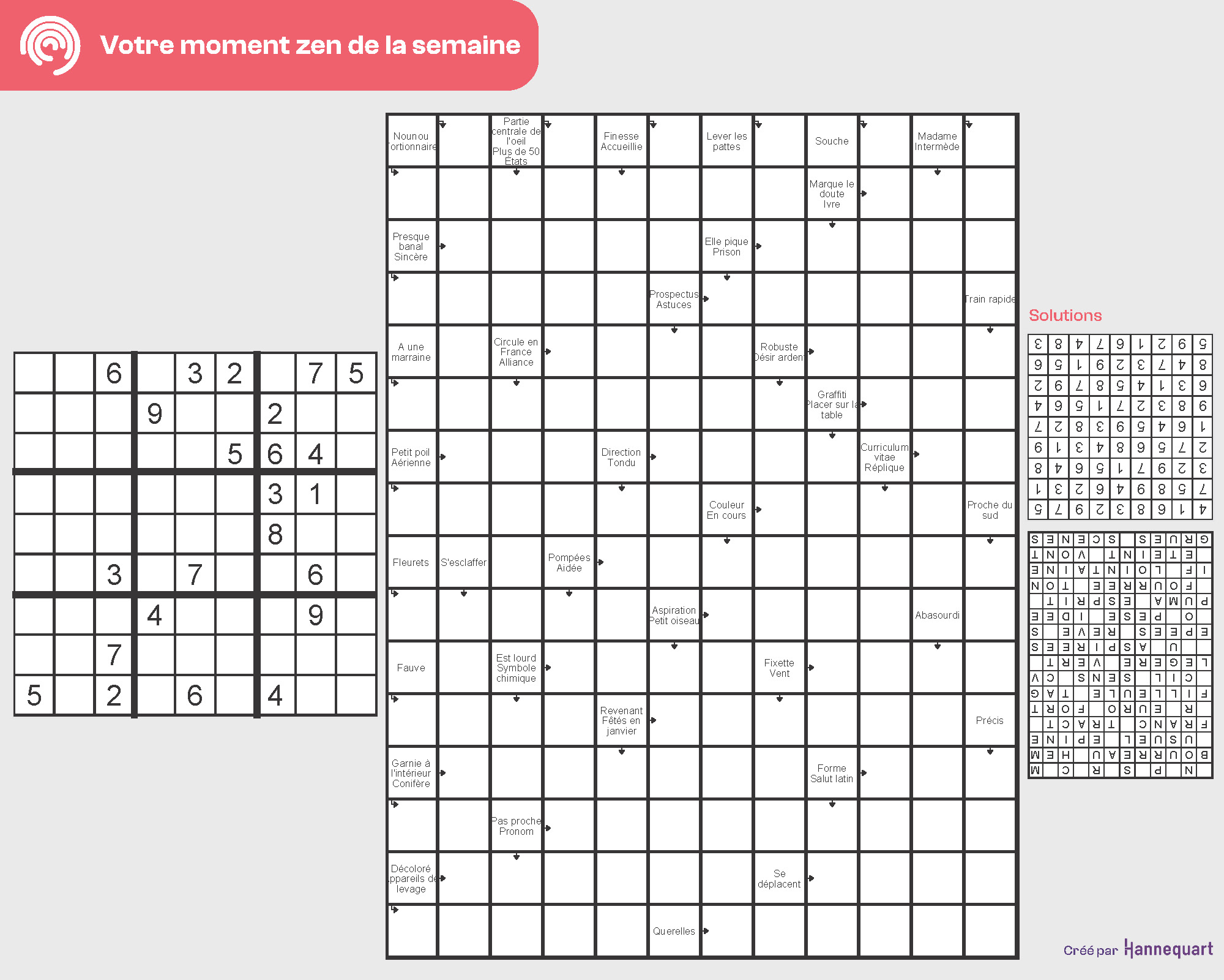 Duo Sudoku et Mots-fléchés | 20 octobre 2025