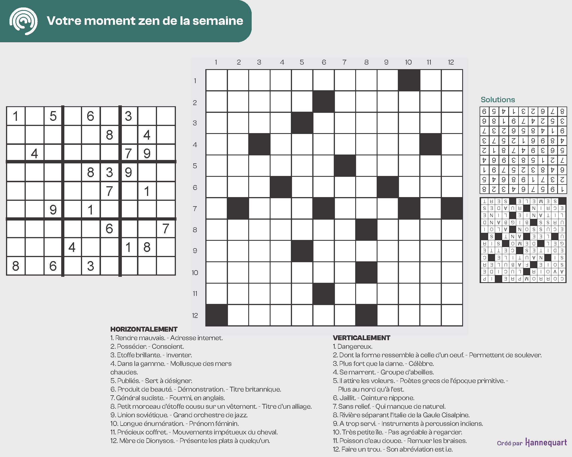 Duo Sudoku et Mots-croisés | 17 novembre 2025