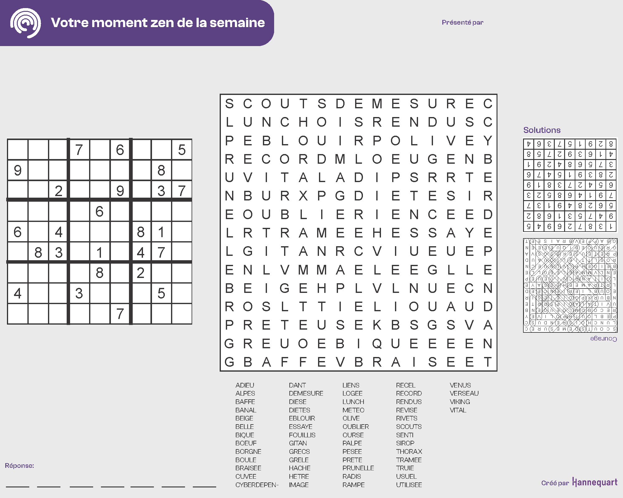 Duo Sudoku et Mots-mystères | 1er décembre 2025