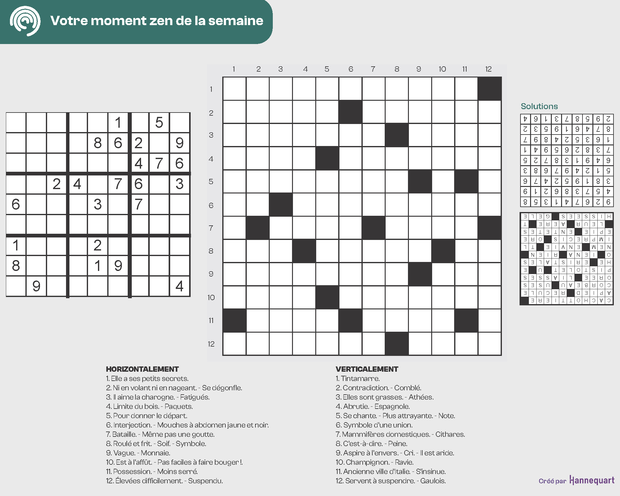 Duo Sudoku et Mots-mystères | 29 décembre 2025