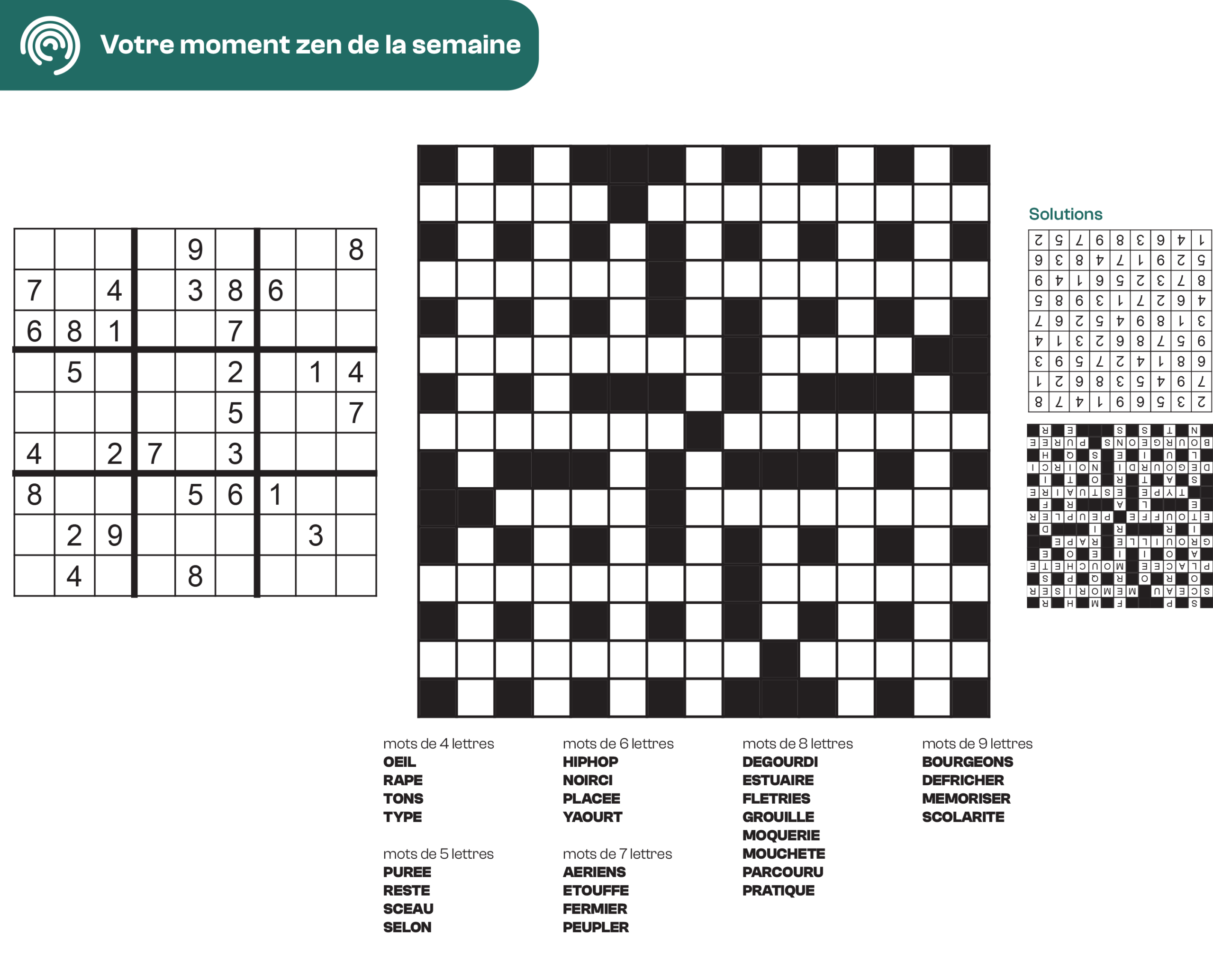 Duo Sudoku et Mots-entrecroisés | 1er juin 2026