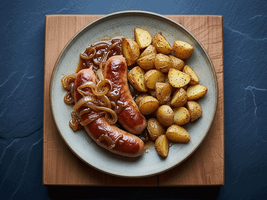 Maple-Sage Sausage Skillet with Warm Apple-Glazed Roasted Potatoes