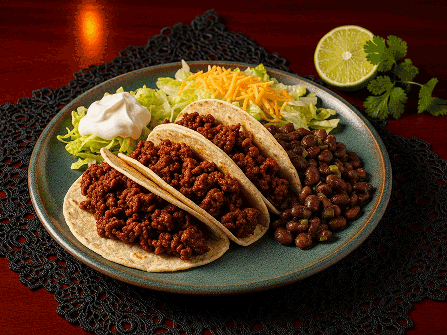 Smoky Chipotle Beef Tacos with Cumin-Lime Black Beans