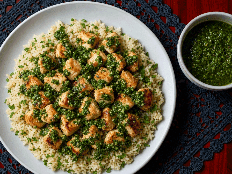 Chimichurri Chicken Bowls with Garlicky Rice