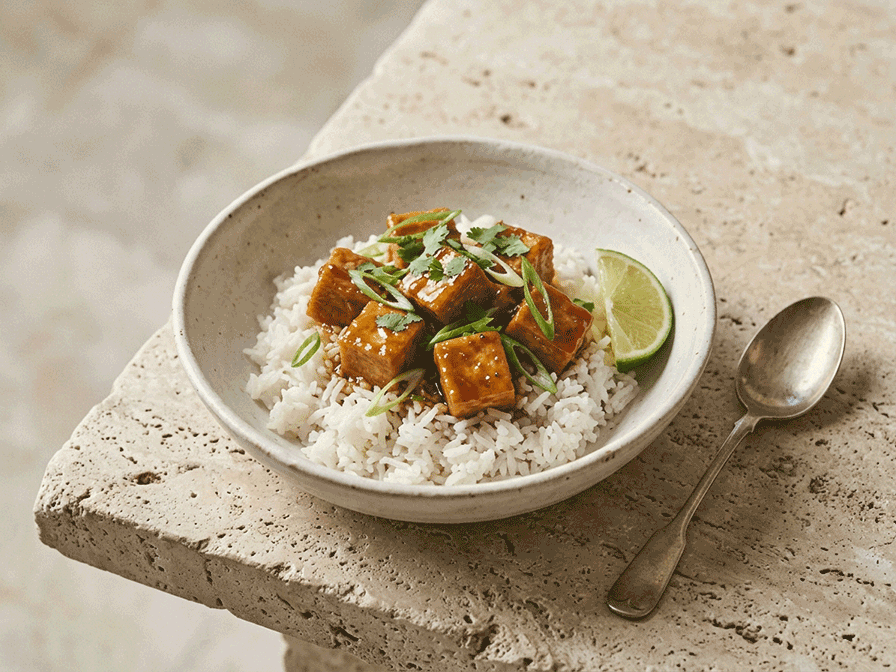 Zesty Lemongrass-Ginger Tofu with Coconut Jasmine Rice