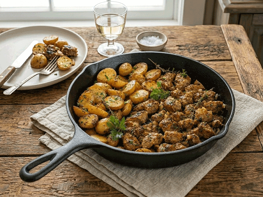 Herb-Roasted Turkey Skillet with Garlic Thyme Potatoes