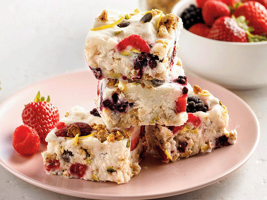 Carrés glacés au yogourt et granola