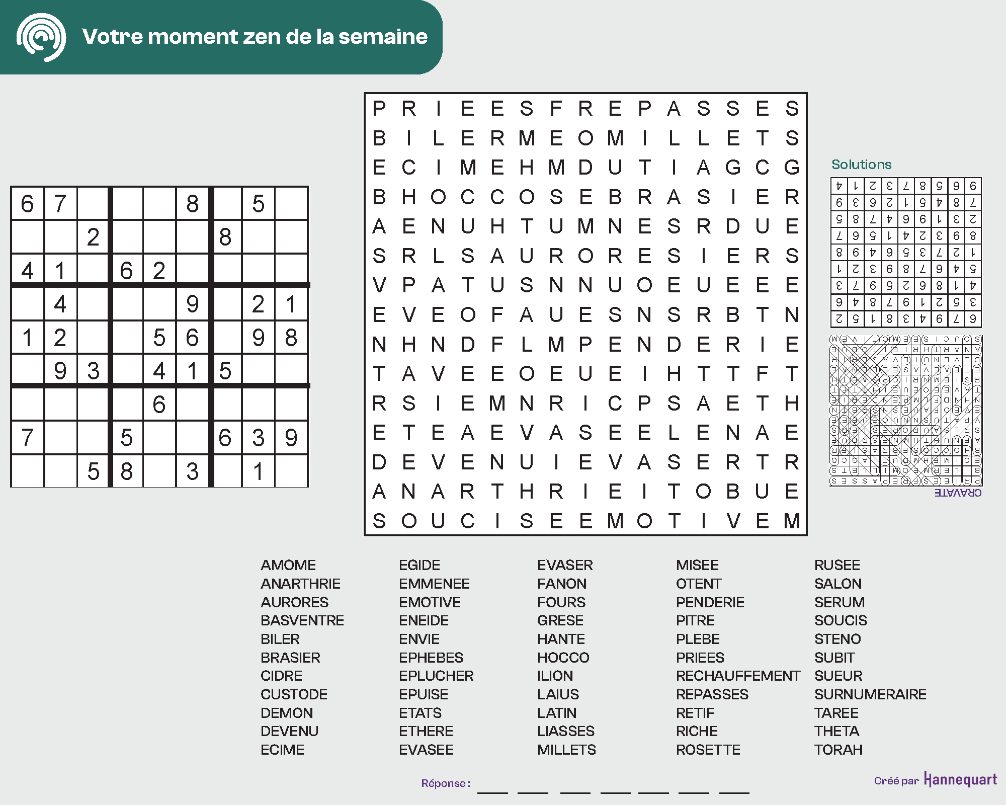 Duo Sudoku et Mots-mystères | 3 août 2026