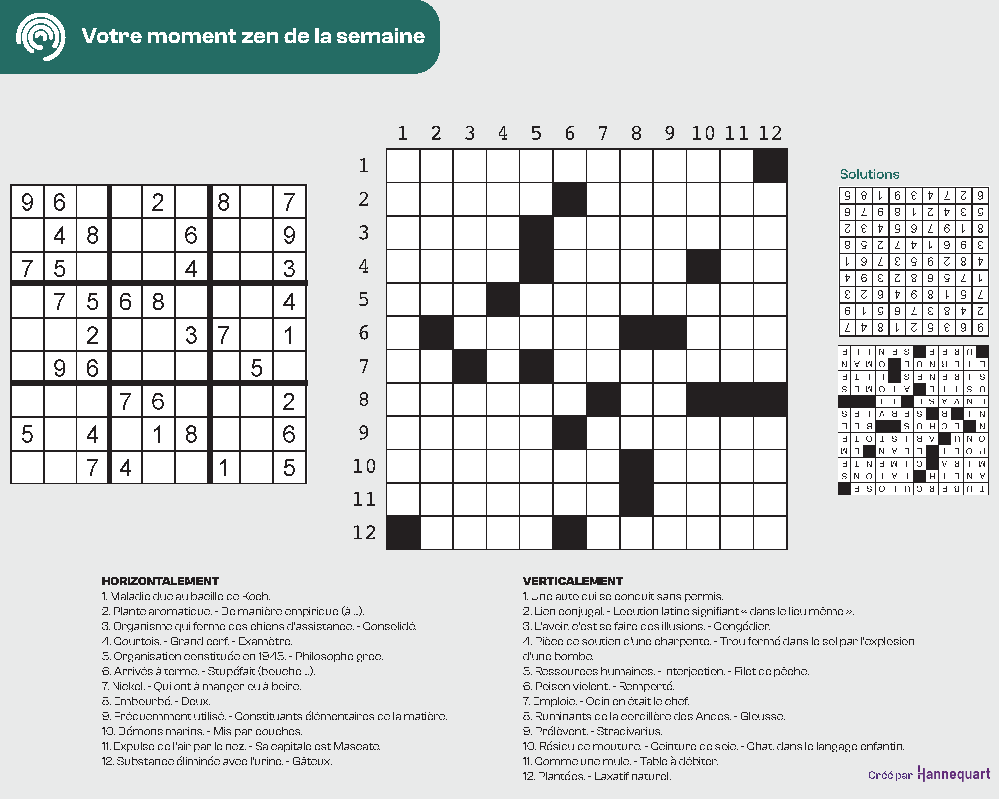 Duo Sudoku et Mots-croisés | 6 juillet 2026