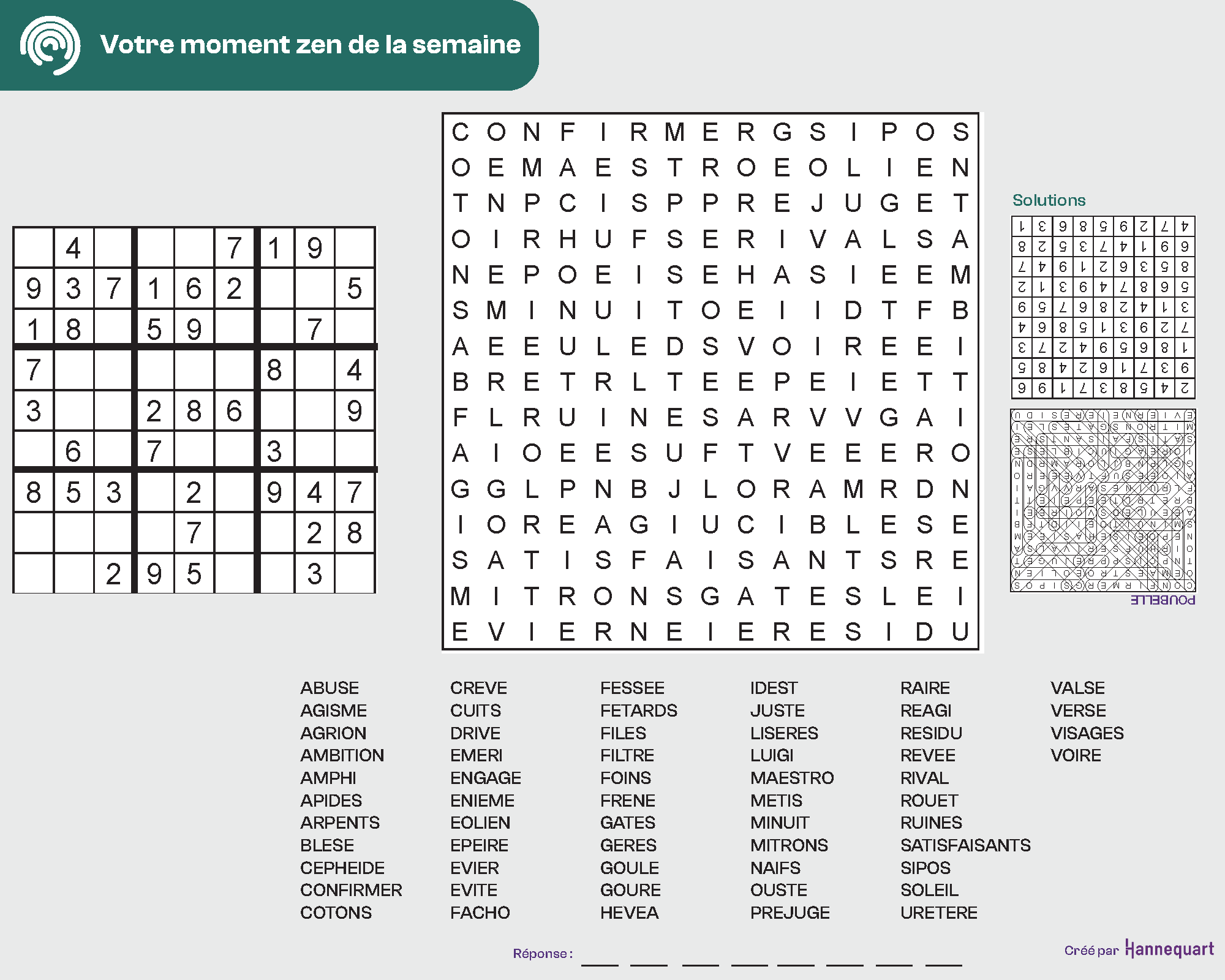 Duo Sudoku et Mots-mystères | 10 août 2026
