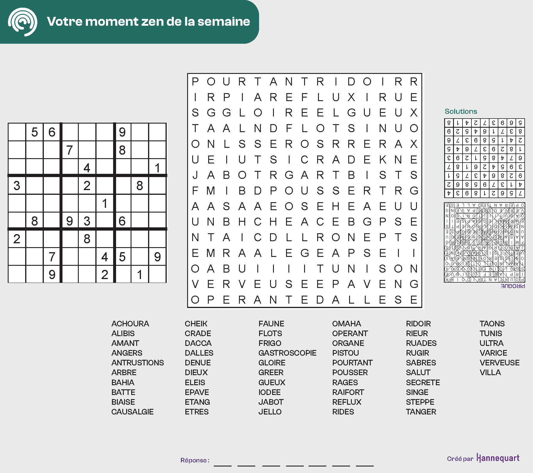 Duo Sudoku et Mots-mystères | 31 août 2026